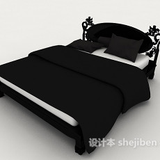 现代黑色个性双人床3d模型下载
