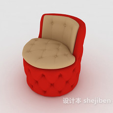 欧式个性红色单人沙发3d模型下载