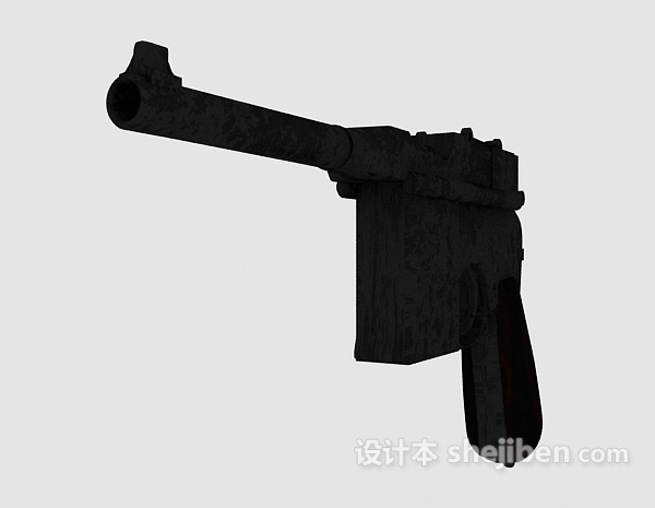 免费现代黑色手枪3d模型下载