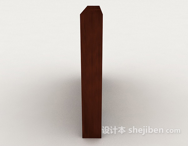 设计本中式风格木质书柜3d模型下载