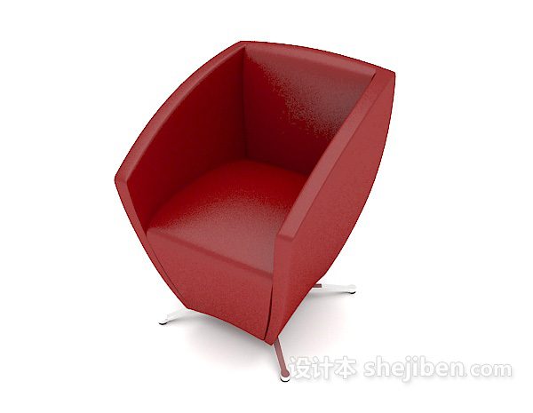 免费简约休闲红色椅子3d模型下载