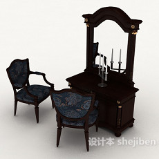 新中式梳妆桌椅3d模型下载