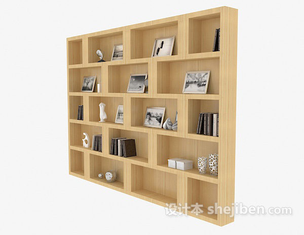 现代风格浅色木质展示柜3d模型下载
