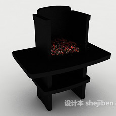 黑色烤炉3d模型下载