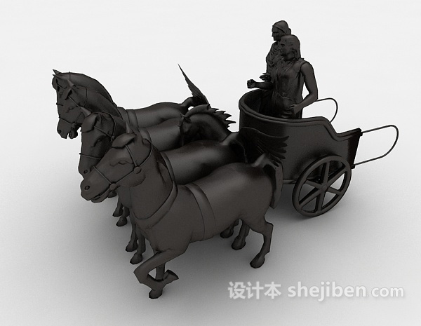 设计本黑色战马摆设品3d模型下载