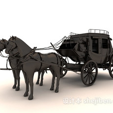 黑色马车雕塑品3d模型下载