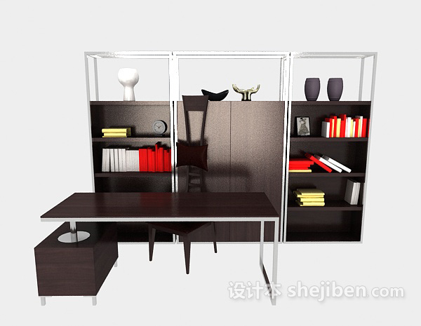 现代风格办公室书柜3d模型下载