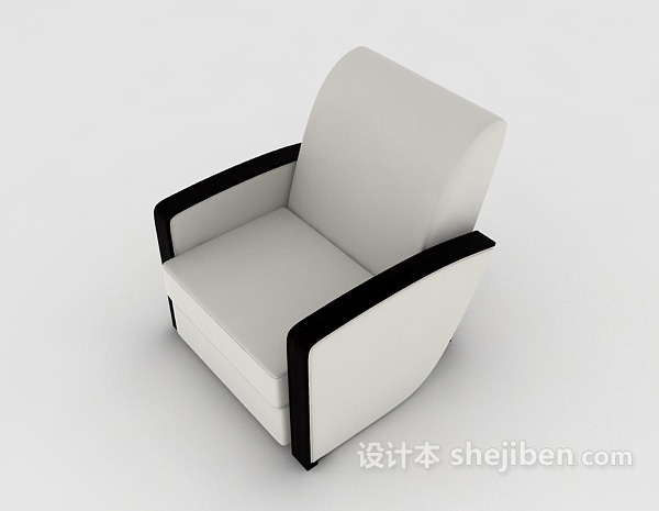 现代简约灰色休闲单人沙发3d模型下载