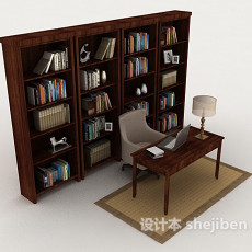 现代居家型书柜3d模型下载