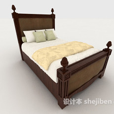 传统欧式居家床3d模型下载