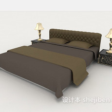 家居深灰色简单双人床3d模型下载