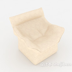 个性简约米黄色呢单人沙发3d模型下载