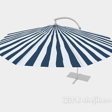 蓝白太阳伞3d模型下载
