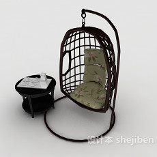 新中式挂藤椅3d模型下载