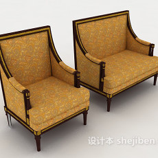 金色欧式沙发凳3d模型下载