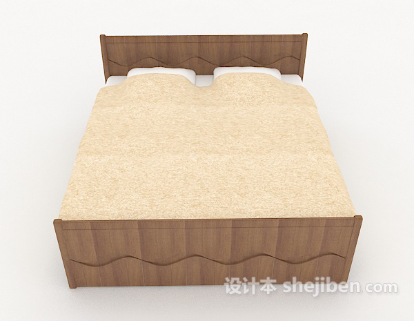 现代风格木质家居休闲双人床3d模型下载
