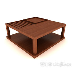 日式小木桌3d模型下载