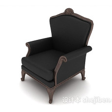 欧式家居黑色单人沙发3d模型下载