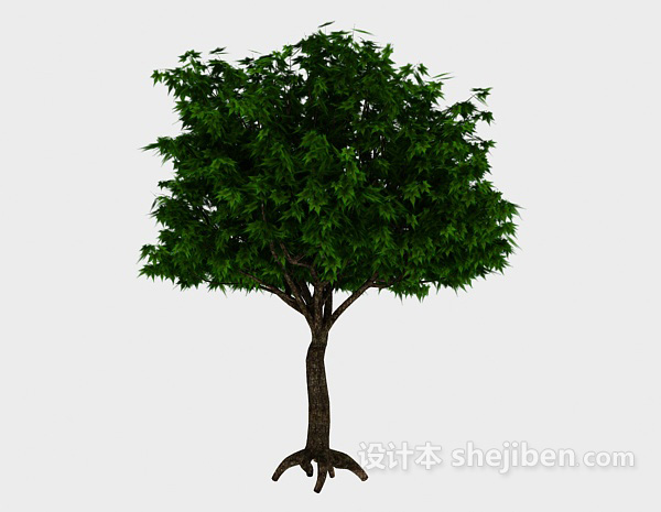 现代风格翠绿色大树3d模型下载