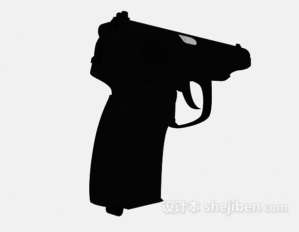 现代风格黑色手枪3d模型下载