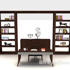 木质书桌椅柜3d模型下载