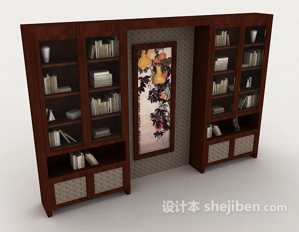 中式风格木质书柜