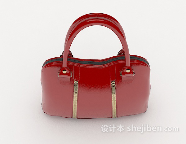 现代风格红色女士红皮包3d模型下载