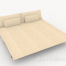 浅色简单双人床3d模型下载