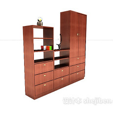 现代木质柜子3d模型下载