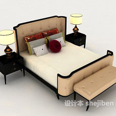 简单欧式床具3d模型下载