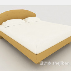 简单现代白色双人床3d模型下载