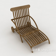 简约休闲木躺椅3d模型下载