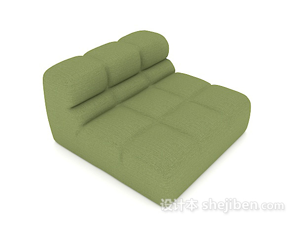 绿色方形休闲单人沙发