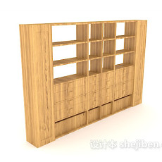 木质简约展示柜3d模型下载