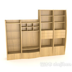 现代家居书柜3d模型下载