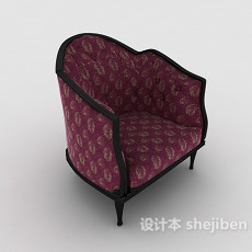 紫色复古沙发3d模型下载