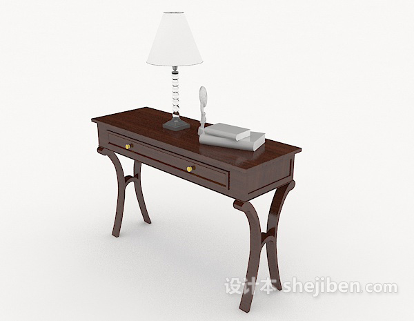 新中式木质棕色书桌