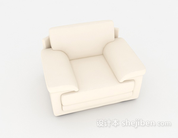 现代风格家居白色单人沙发3d模型下载