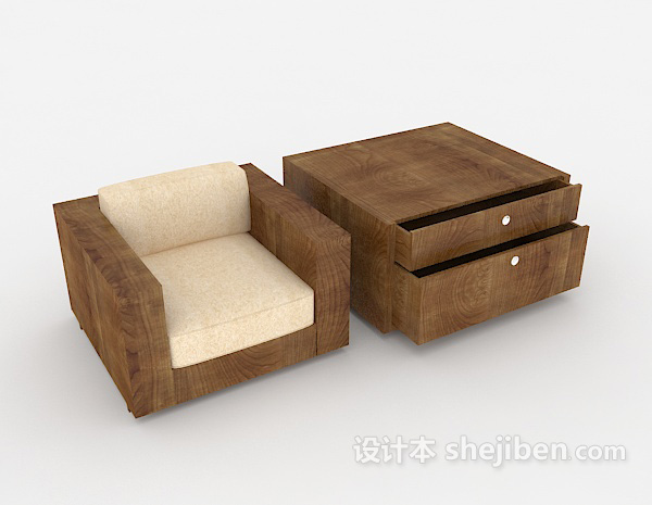 简约木质休闲单人沙发