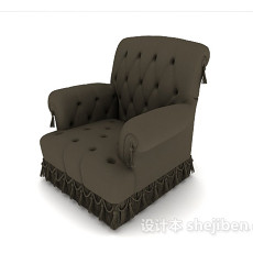欧式深灰色单人沙发3d模型下载