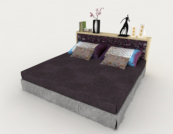 紫色双人床