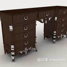 新中式花边书桌3d模型下载