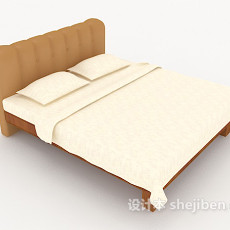 简单现代家居双人床3d模型下载