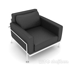 黑色单人皮质休闲椅3d模型下载