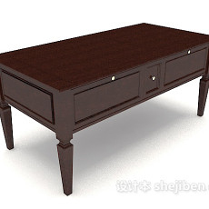 新中式棕色木质书桌3d模型下载