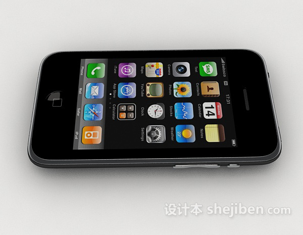 现代风格黑色苹果手机3d模型下载