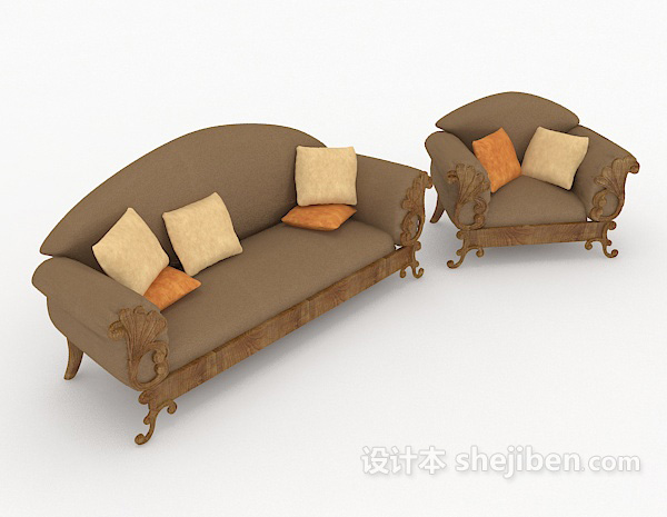 欧式棕色沙发凳