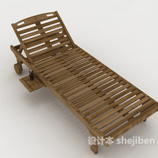 简约木质躺椅3d模型下载