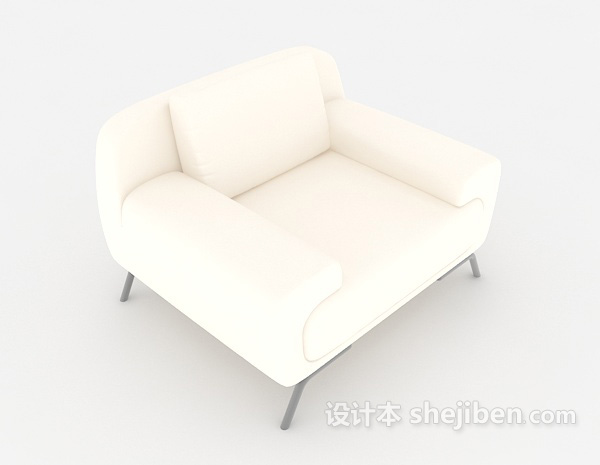 白色方形单人沙发3d模型下载
