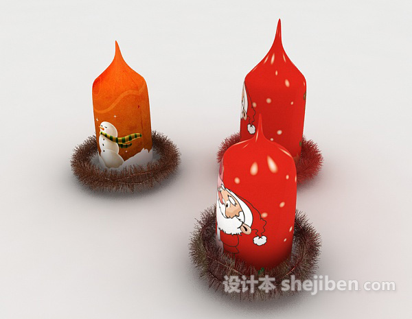 免费圣诞蜡烛3d模型下载
